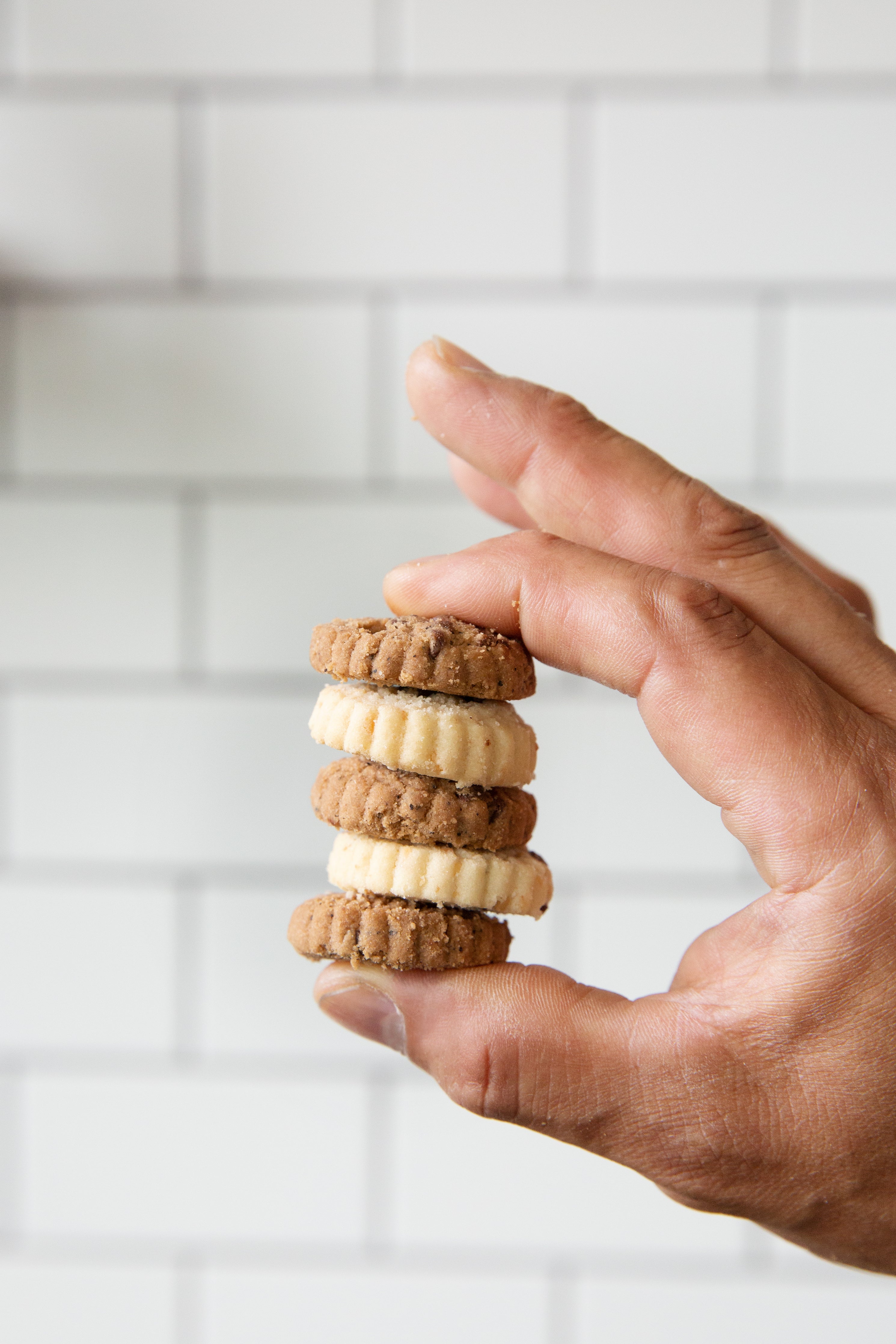 A stack of Douglas Sweets shortbread cookies